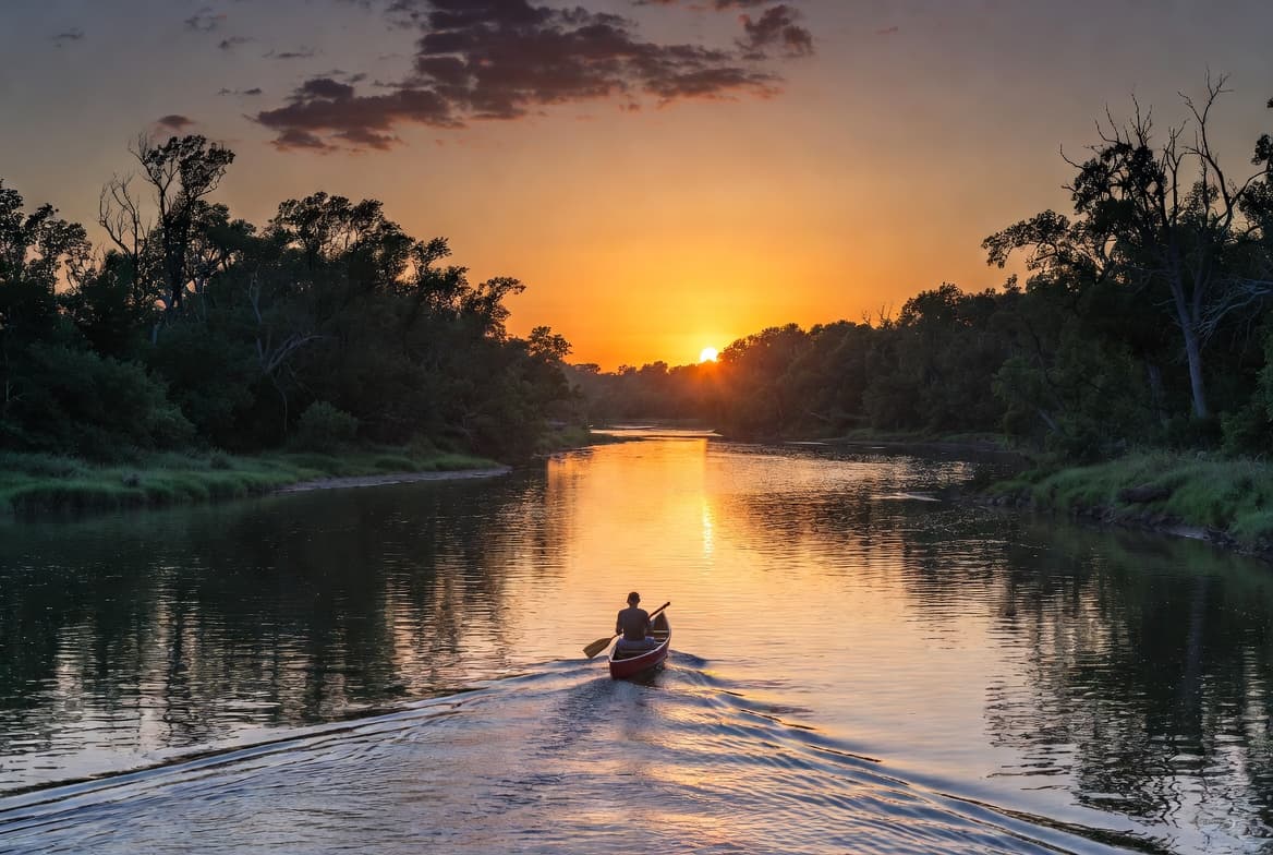 Peaceful canoe on calm waters